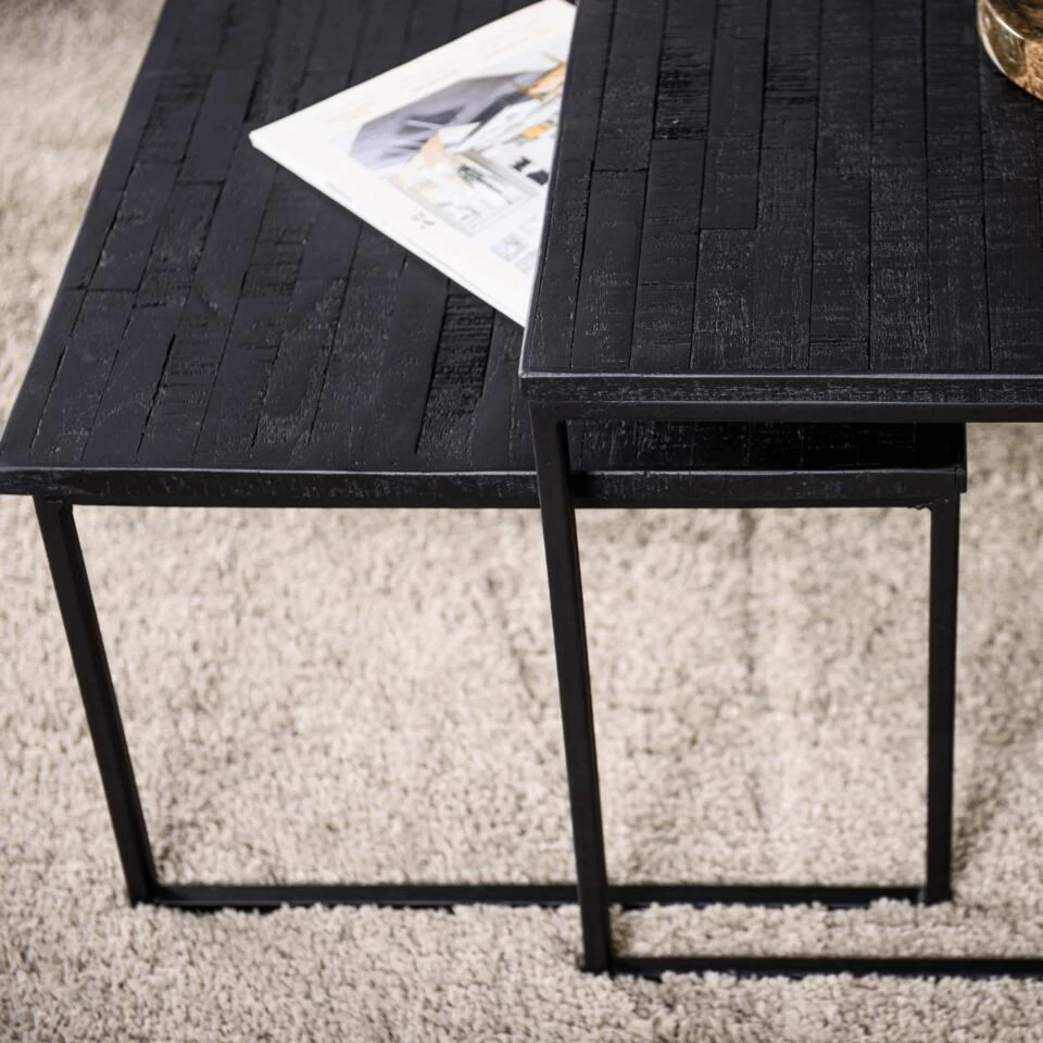 Laro Salontafel Teakhout - Hout - Zwart - Afbeelding 4