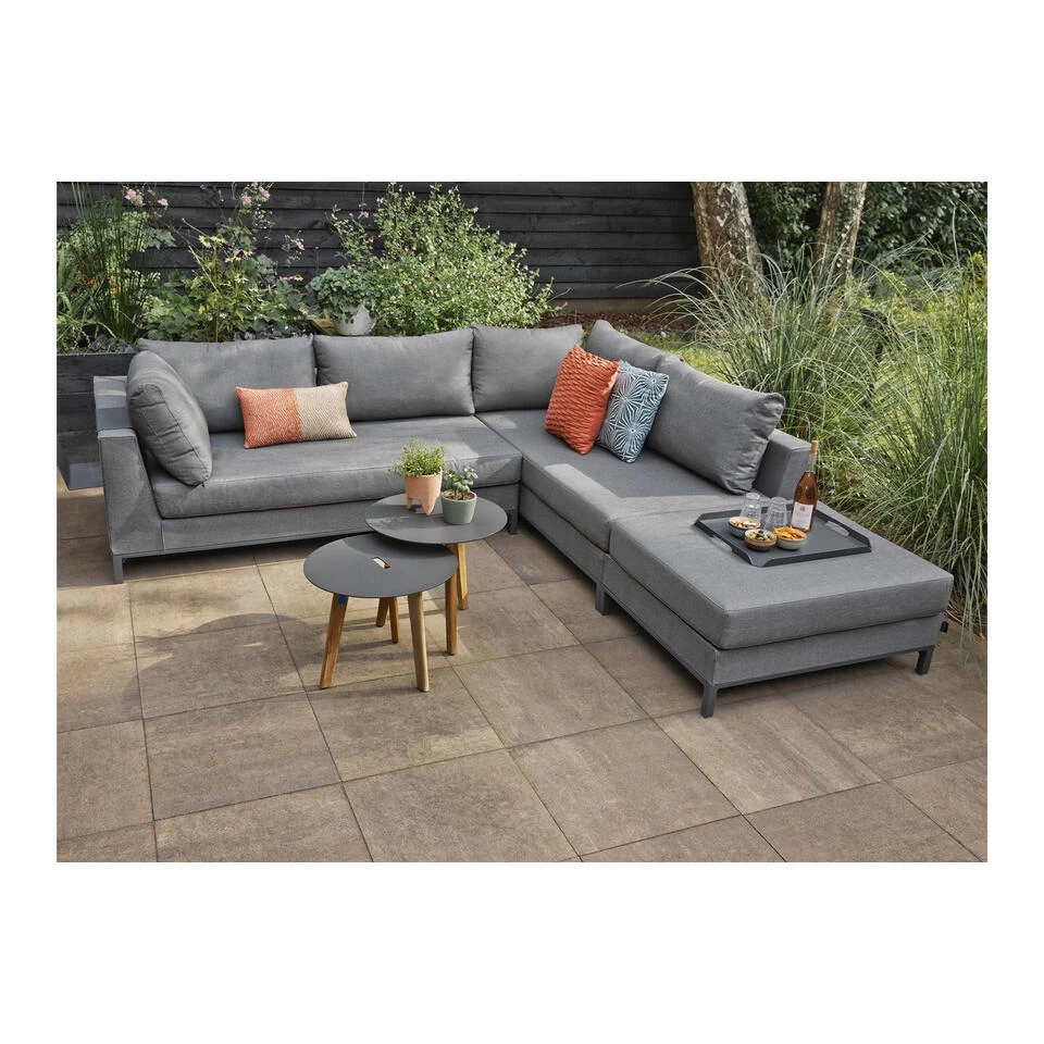 Exotan Bijzettafels Binnen/Buiten - Teak - Antraciet - Set Van 2 - Afbeelding 3