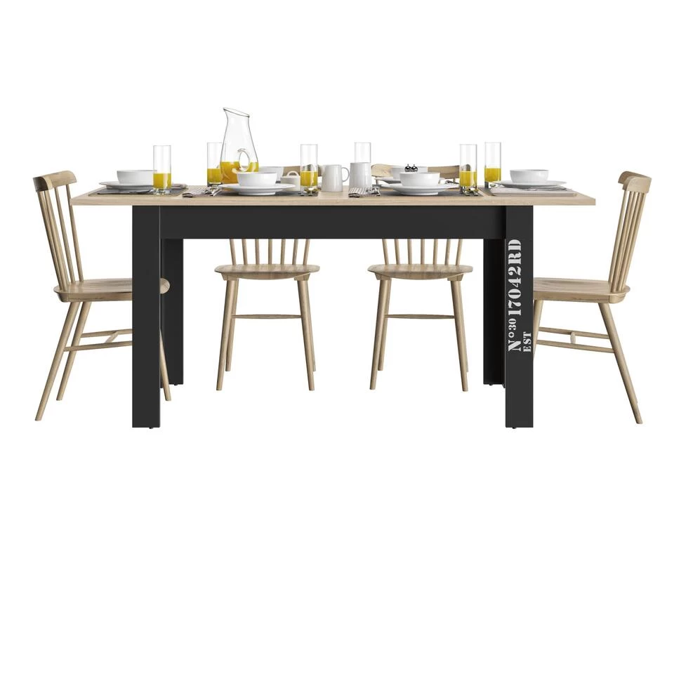 Diagone Eettafel Exit - 136x90x76 Cm - Zwart/eikenlook - Afbeelding 3