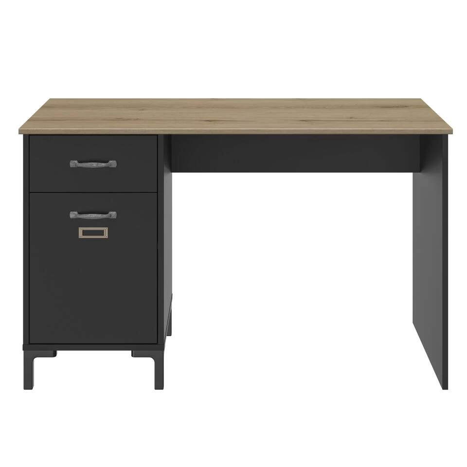 Diagone Bureau Manchester - 1 Lade En 1 Deur - Zwart/Eikenkleur