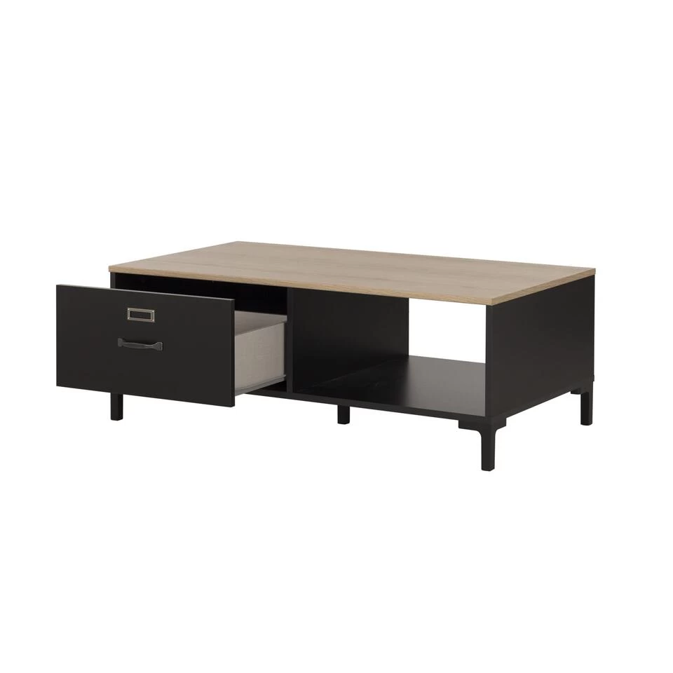 Diagone Salontafel Manchester - 1 Lade En 1 Vak - Zwart/Eiken Kleur - Afbeelding 4