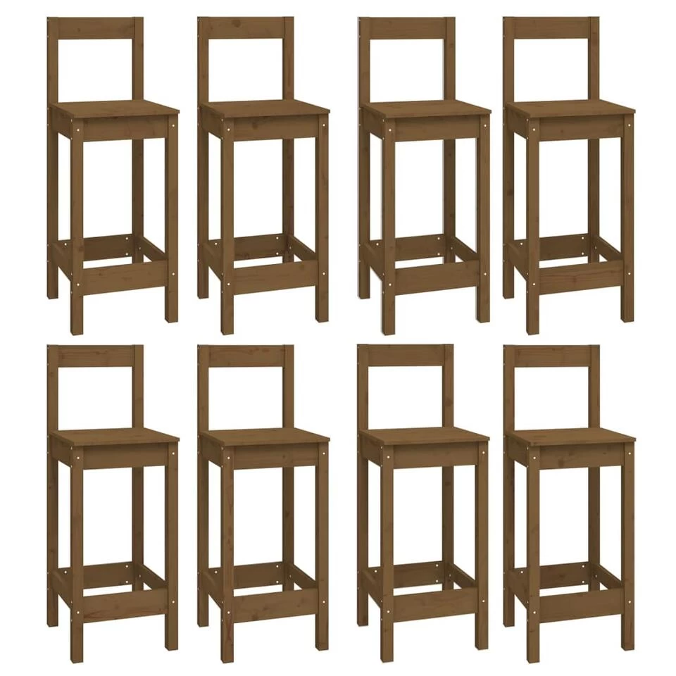 VidaXL 9-delige Barset Massief Grenenhout Honingbruin - Afbeelding 3