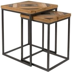 Puur Horne Bijzettafel Set - Hout - Bruin