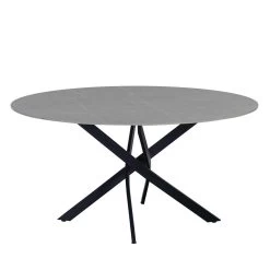 Ronde Eettafel Vivian Ø150 Cm Marmerlook Grijs Spinpoot 150x150x76 Cm