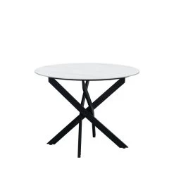 Ronde Eettafel Vivian Ø100 Cm Marmerlook Wit Spinpoot 100x100x76 Cm