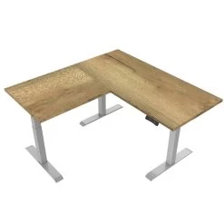 Elektrisch Verstelbaar Bureau Natuur Eik - Hoek Zit-sta Frame Grijs
