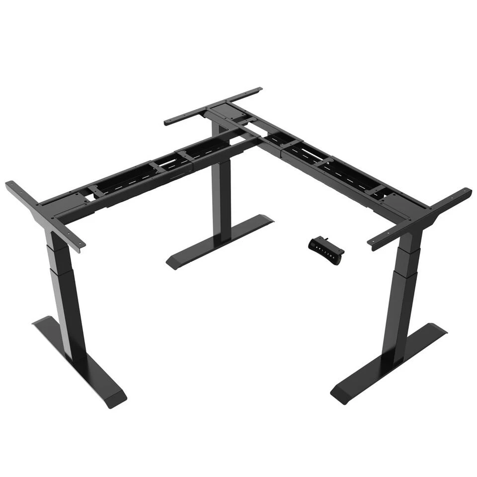 Elektrisch Verstelbaar Bureau Natuur Eik - Hoek Zit-sta Frame Zwart - Afbeelding 3