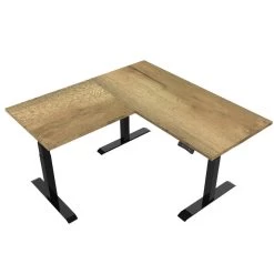 Elektrisch Verstelbaar Bureau Natuur Eik - Hoek Zit-sta Frame Zwart