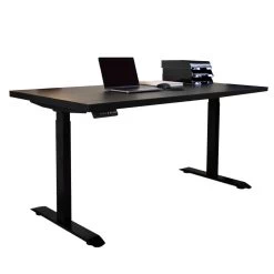 Verstelbaar Zit-sta Bureau Mason Zwart 180 Cm - 180x80x76 Cm - Melamine - Zwart