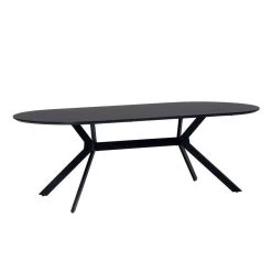 Giga Meubel Eettafel Ovaal - Zwart - 200cm - Eettafel Julian
