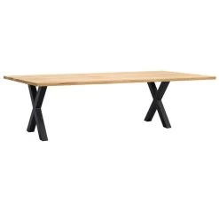 UMIX Eettafel Houston X-poot - 75x220x100 Cm - Eiken/zwart