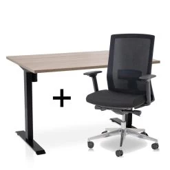 MRC EASY Set - Zit-sta Bureau + Bureaustoel - 140x80 - Midden Eiken