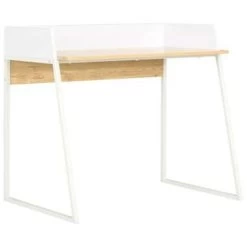 VidaXL Bureau 90x60x88 Cm Wit En Eikenkleurig