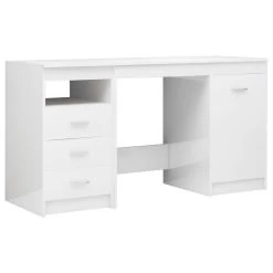 VidaXL Bureau 140x50x76 Cm Spaanplaat Hoogglans Wit