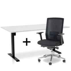 MRC EASY Set - Zit-sta Bureau + Bureaustoel - 160x80 - Wit