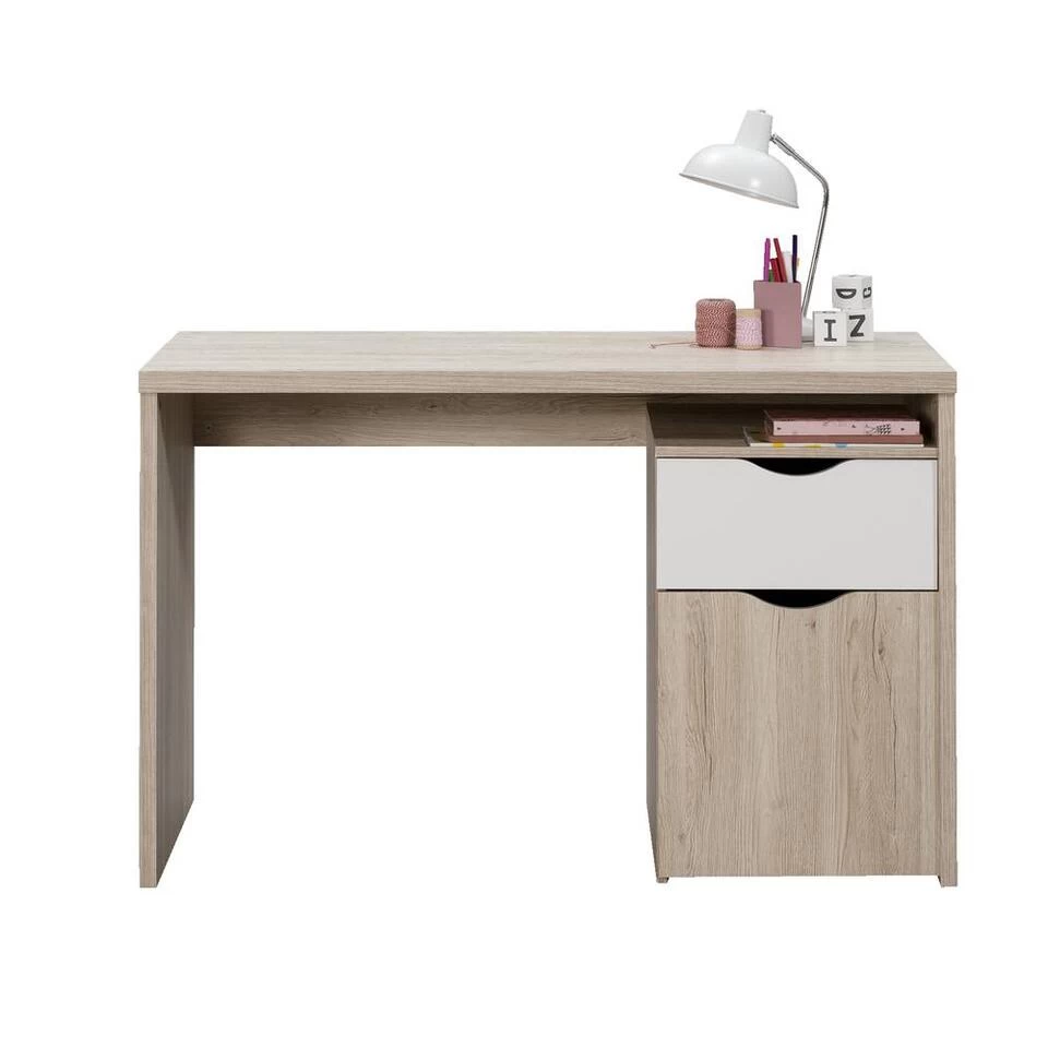 Bureau Tempo - Eikenkleur/wit - 76x120x55 Cm - Afbeelding 2