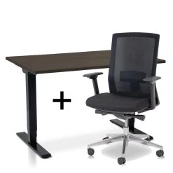 MRC COMFORT Set - Zit-sta Bureau + Stoel - 140x80 - Bruin Eiken