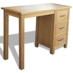VidaXL Bureau Met 3 Lades 106x40x75 Cm Massief Eikenhout