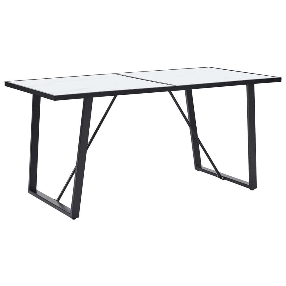 VidaXL Eettafel 160x80x75 Cm Gehard Glas Wit