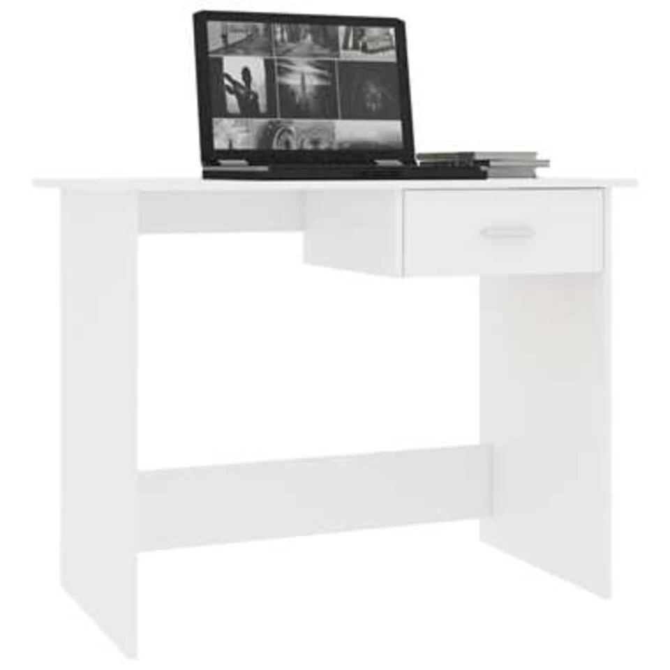 VidaXL Bureau 100x50x76 Cm Bewerkt Hout Wit - Afbeelding 3