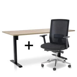 MRC EASY Set - Zit-sta Bureau + Bureaustoel - 160x80 - Robuust Eiken