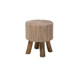 Beliani Bijzettafel TULITA - Lichte Houtkleur Teakhout