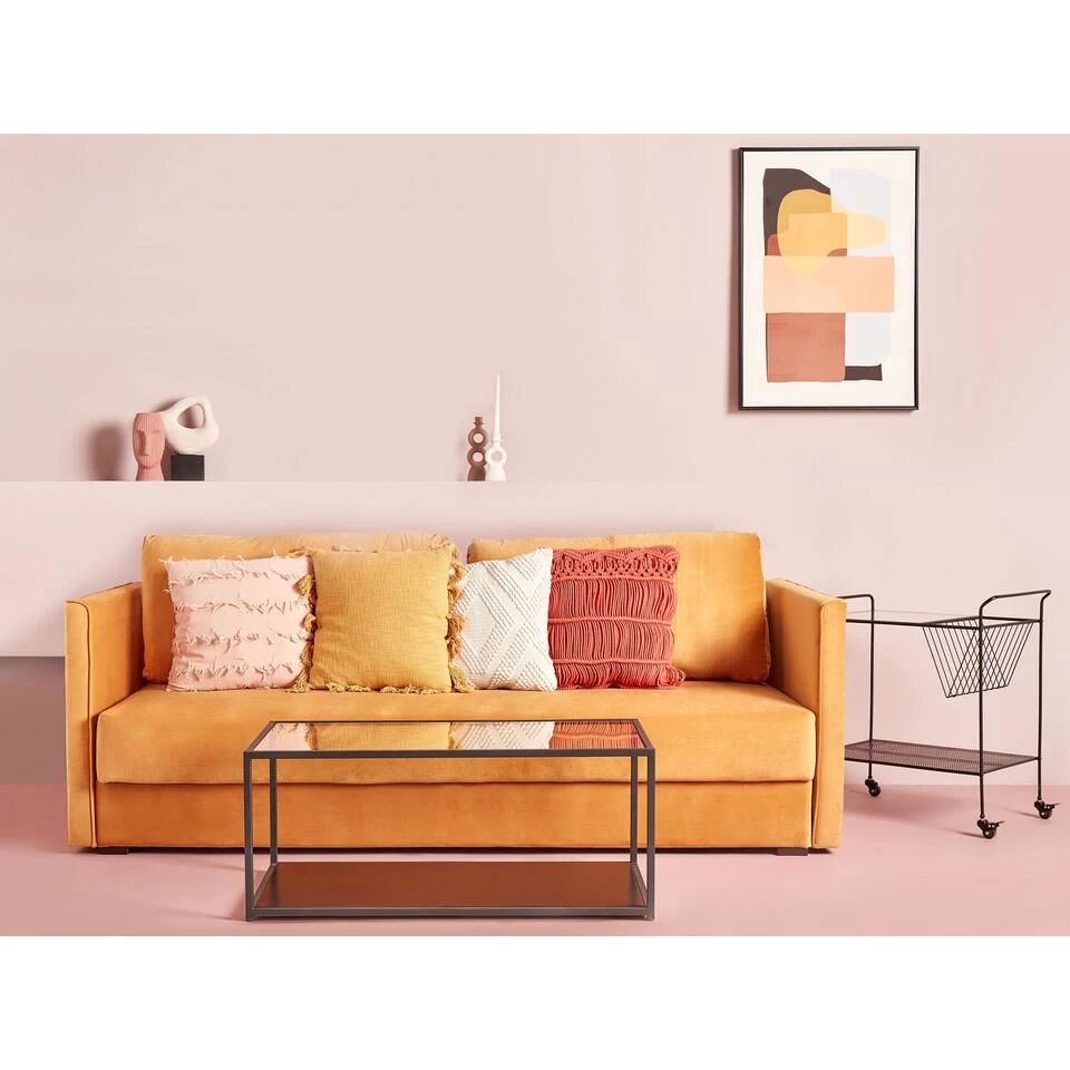 Beliani Keukentrolley ALAMO - Zwart Veiligheidsglas, Metaal - Afbeelding 4