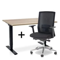 MRC COMFORT Set - Zit-sta Bureau + Stoel - 140x80 - Robuust Eiken