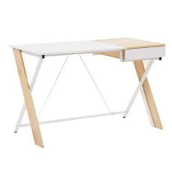 Beliani Bureau HAMDEN - Lichte Houtkleur Spaanplaat