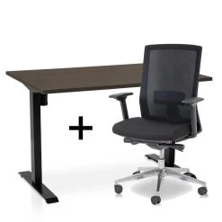 MRC EASY Set - Zit-sta Bureau + Bureaustoel - 120x80 - Bruin Eiken