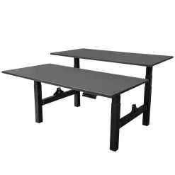 Elektrisch Verstelbaar Duo Bureau - 160x80 Cm - Two Dual Motor - Zwart / Antrac