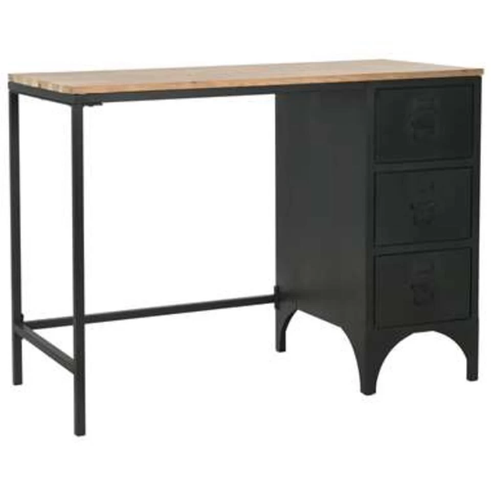 VidaXL Bureau 100x50x76 Cm Massief Vurenhout En Staal