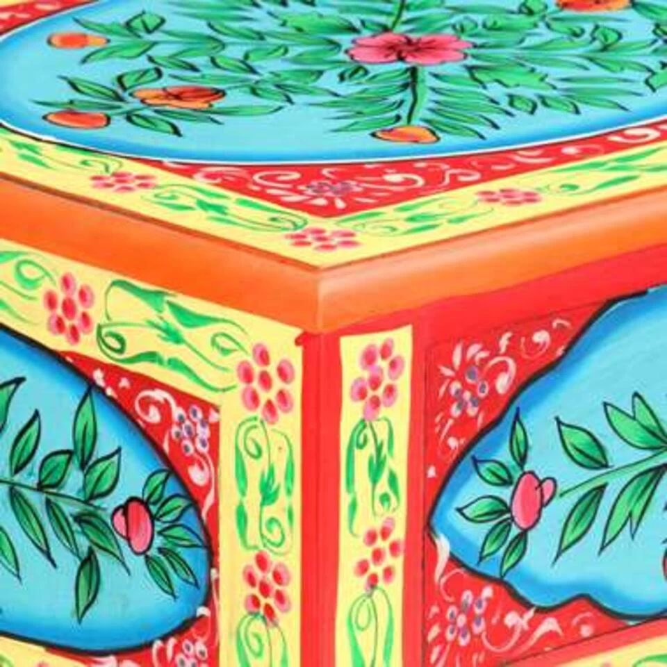 VidaXL Wandtafel Handgeschilderd 80x35x75 Cm Massief Mangohout - Afbeelding 2