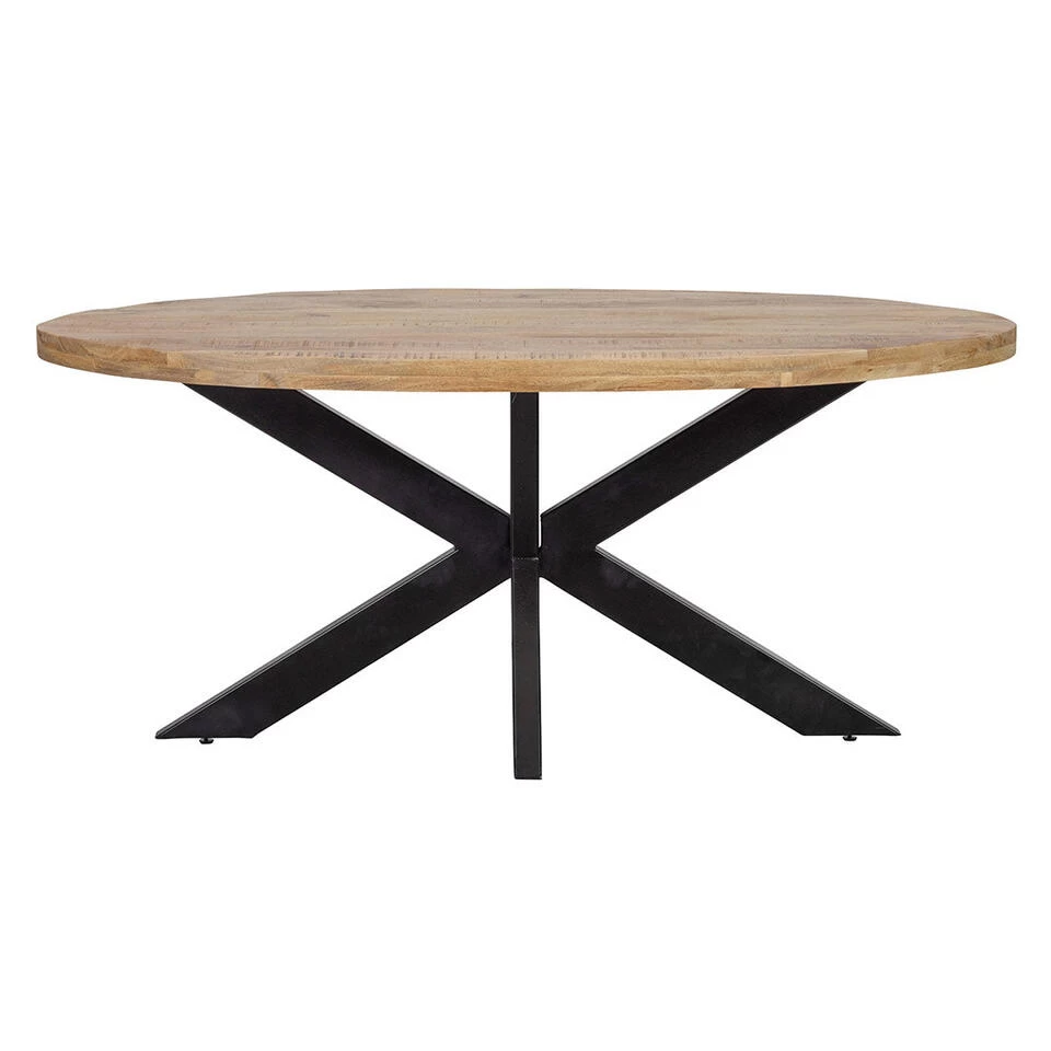 Eettafel Tulsa 300x130cm - Mangohout - Bruin - Ovaal - Afbeelding 4