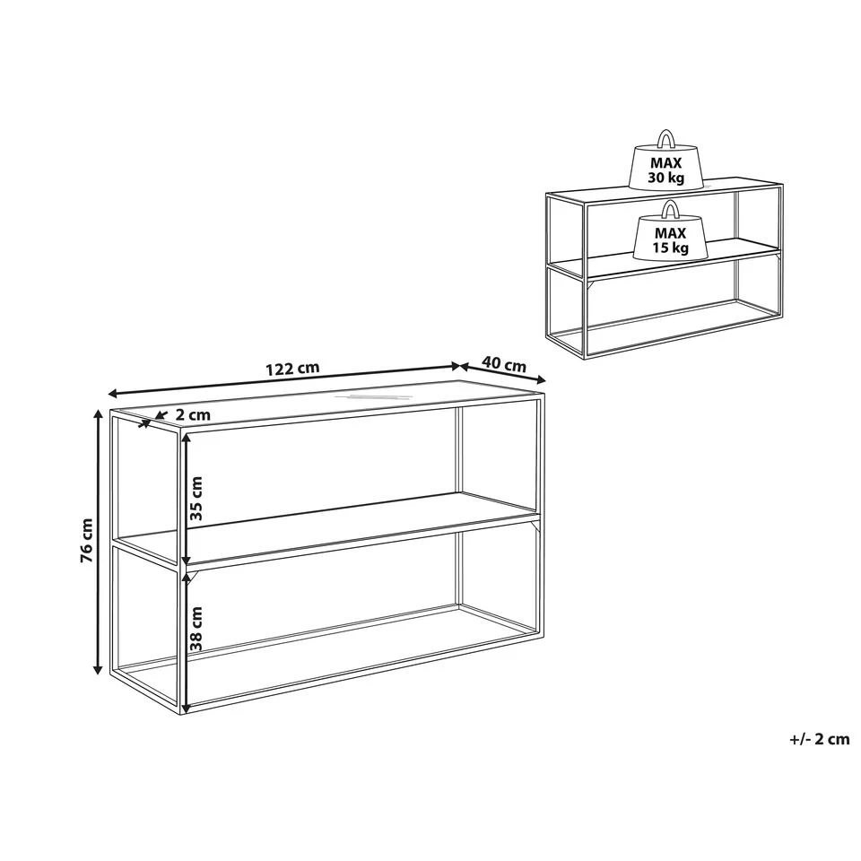 Beliani Consoletafel TAOS - Donkere Houtkleur Veiligheidsglas, Metaal - Afbeelding 3