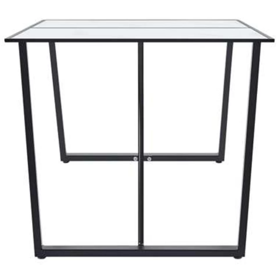 VidaXL Eettafel 160x80x75 Cm Gehard Glas Wit - Afbeelding 3