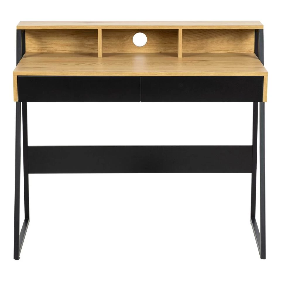 Sohome Bureau Mathaniel - Eiken En Metaal - 100 X 50cm - Afbeelding 2