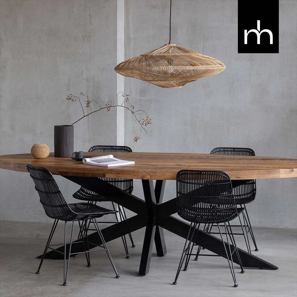 Eettafel Tulsa 300x130cm - Mangohout - Bruin - Ovaal - Afbeelding 2