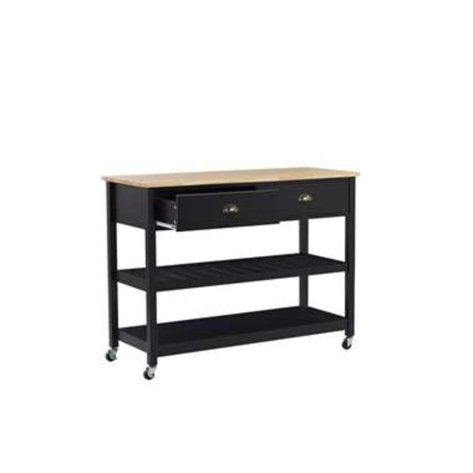 Beliani Keukentrolley NAVARINO - Zwart Mdf, Rubberhout - Afbeelding 4