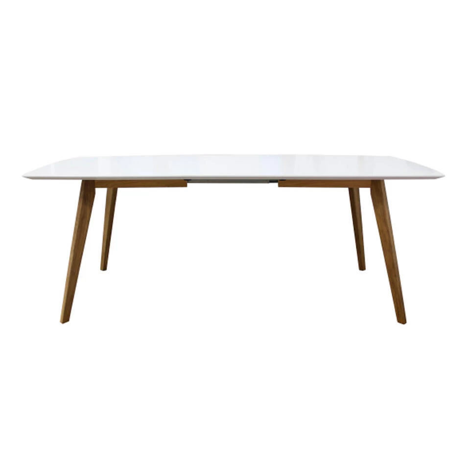 Tenzo Eetkamertafel Bess - Wit/eiken - 160(205)x95 Cm - Afbeelding 2