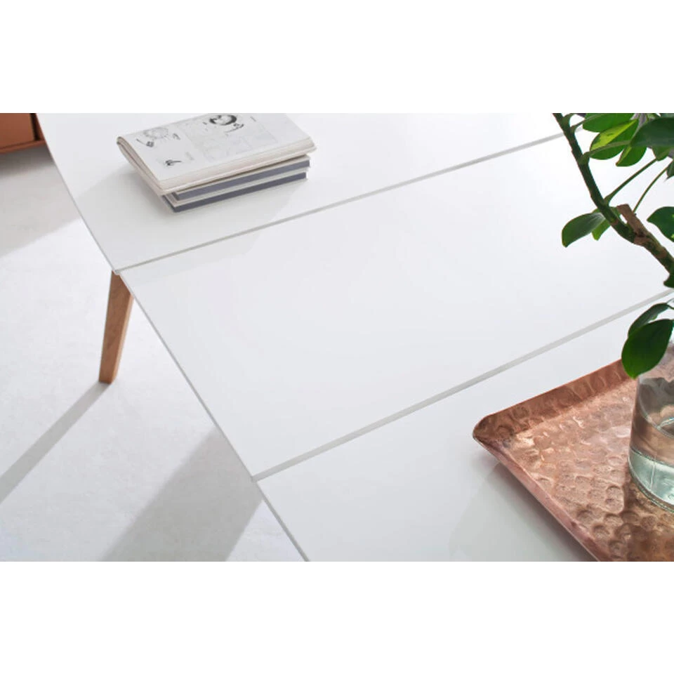 Tenzo Eetkamertafel Bess - Wit/eiken - 160(205)x95 Cm - Afbeelding 4