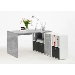 Hoekbureau Lex - Betonkleur/wit - 136x68x75 Cm