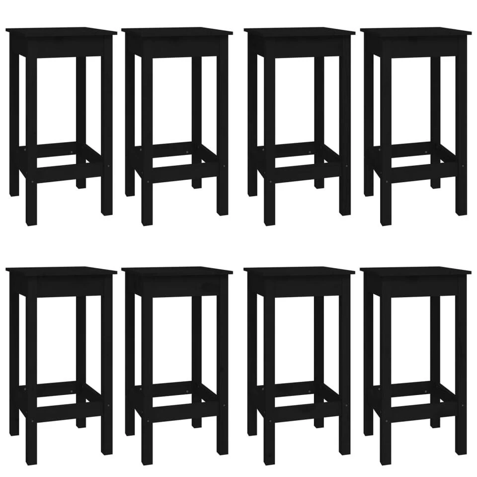 VidaXL 9-delige Barset Massief Grenenhout Zwart - Afbeelding 3