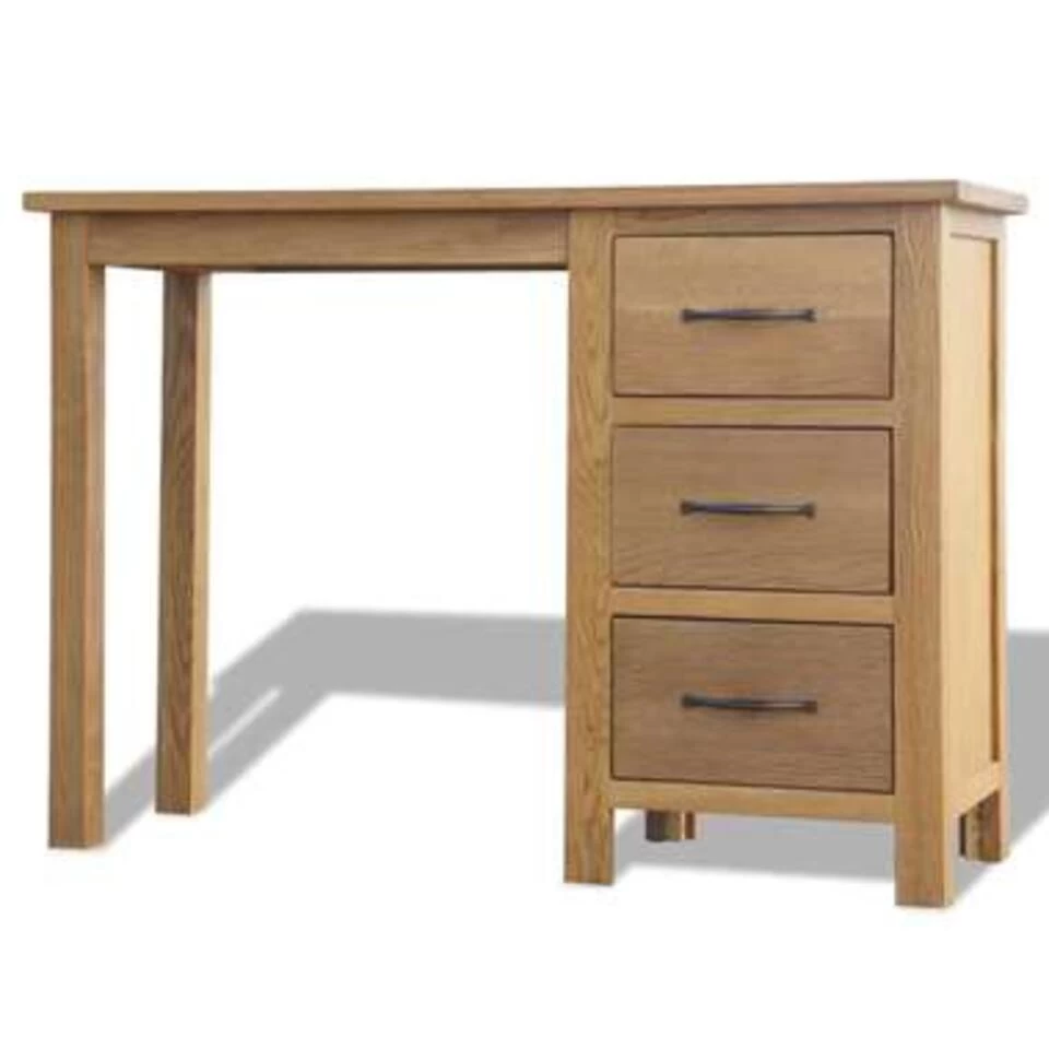 VidaXL Bureau Met 3 Lades 106x40x75 Cm Massief Eikenhout - Afbeelding 4