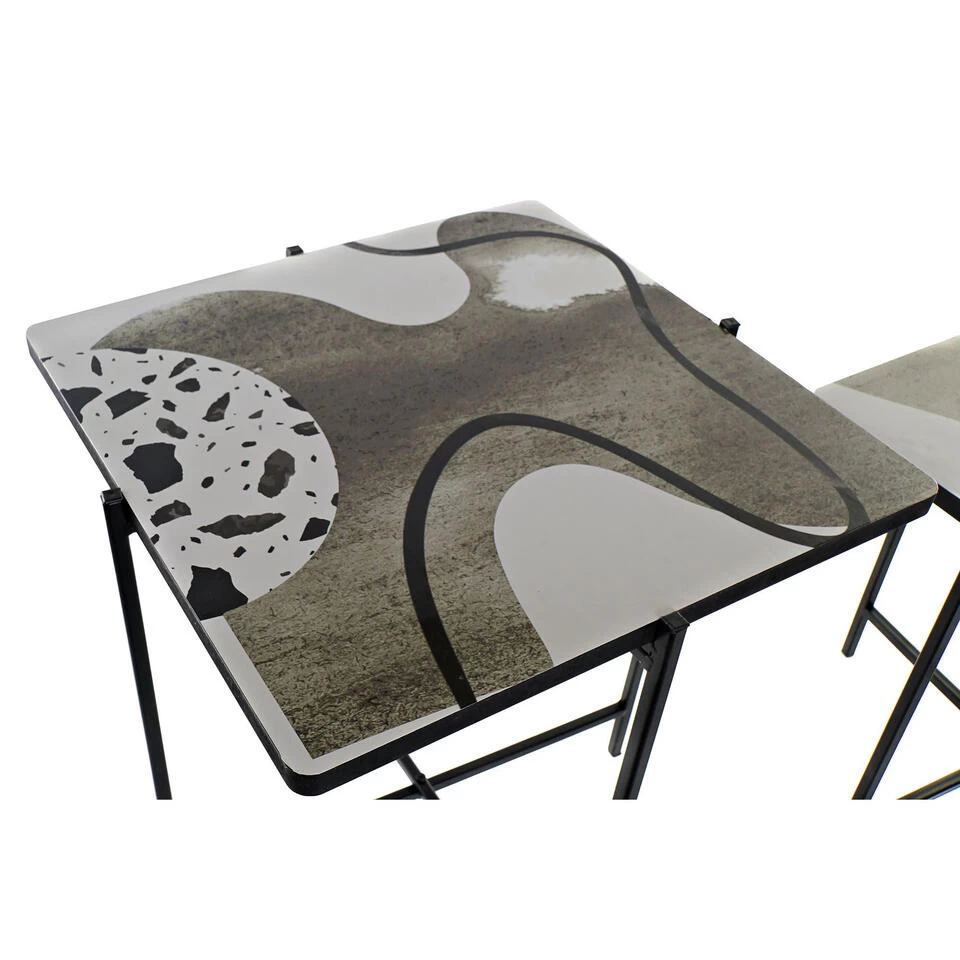 Items Bijzettafels - 2 Stuks - Vierkant - Zwart - Metaal - 40 X 46 Cm - Afbeelding 2