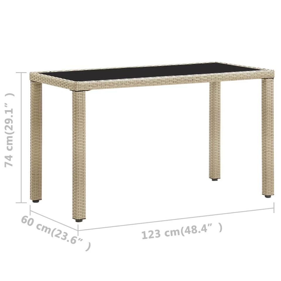 VidaXL Tuintafel 123x60x74 Cm Poly Rattan Beige - Afbeelding 4