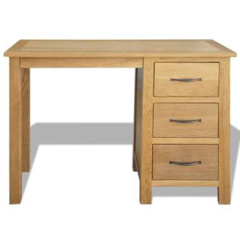 VidaXL Bureau Met 3 Lades 106x40x75 Cm Massief Eikenhout - Afbeelding 2