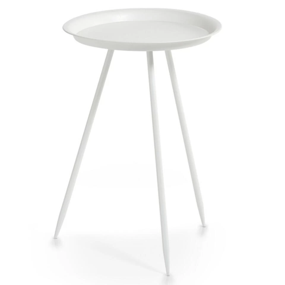 Zeller Bijzettafeltje - Wit - Metaal - Rond - 29 X 44 Cm - Afbeelding 2