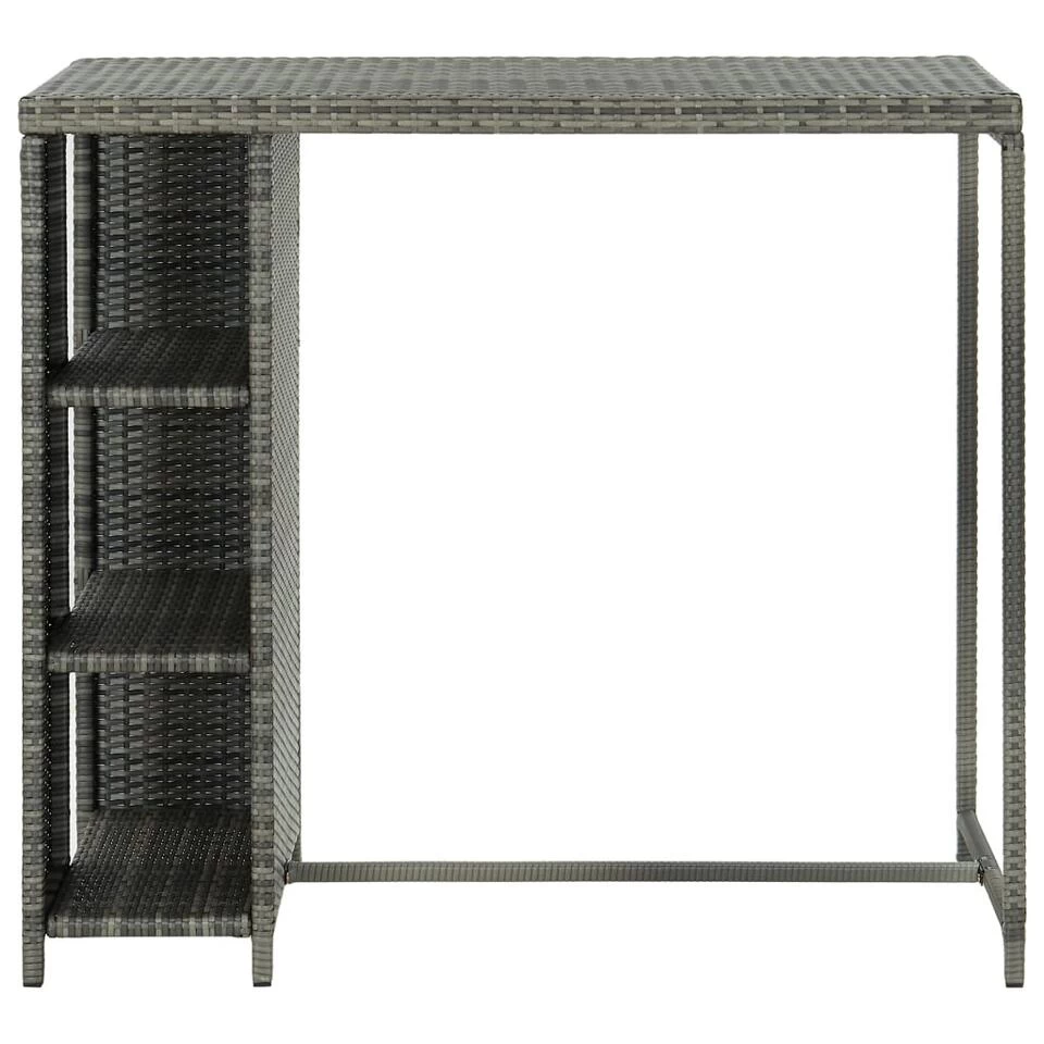 VidaXL Bartafel Met Opbergrek 120x60x110 Cm Poly Rattan Grijs - Afbeelding 2