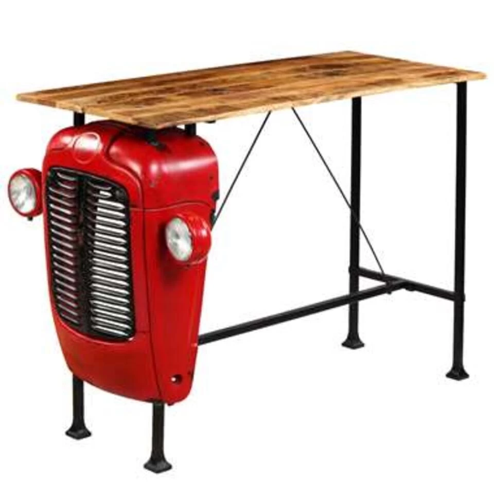 VidaXL Bartafel Tractor 60x150x107 Cm Massief Mangohout Rood - Afbeelding 2